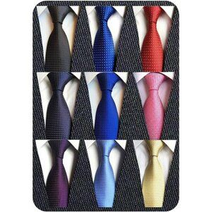 Mens silk necktie set 9 pack classic woven jacquard ties formal business